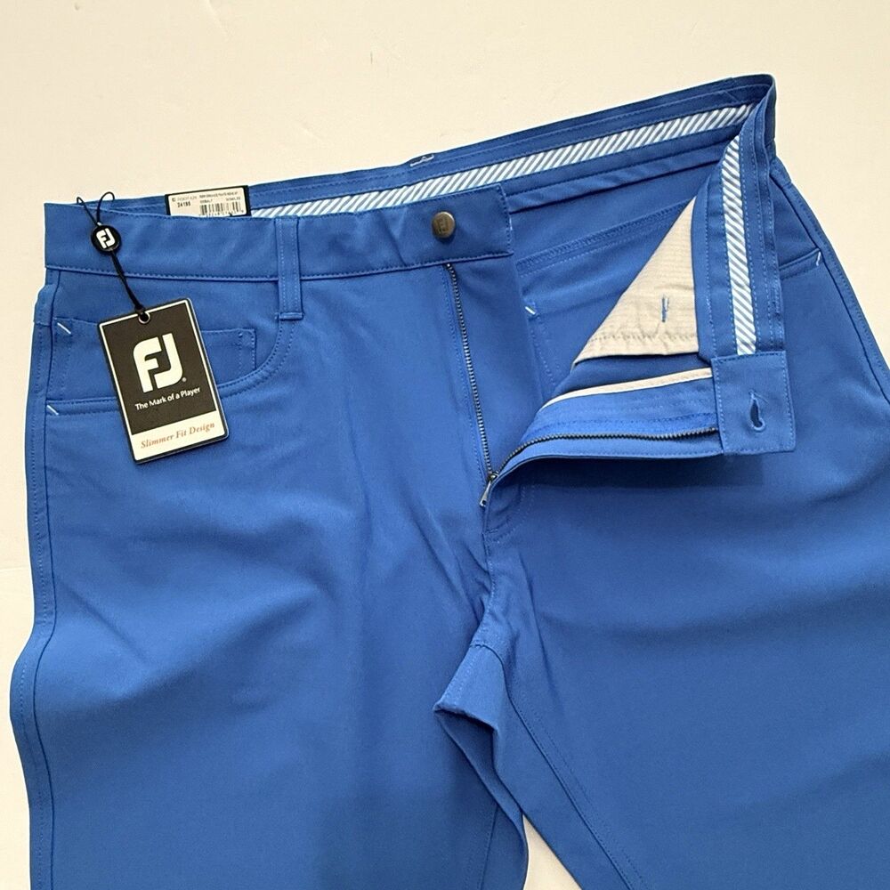 NWT Footjoy FJ Athletic Fit Golf Pant 34X32 Cobalt Blue Performance 5-Pocket NEW - Picture 2 of 12